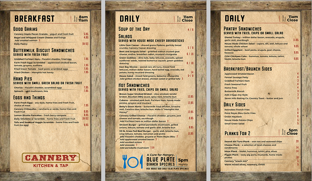 Cannery Wall Menu Mockup